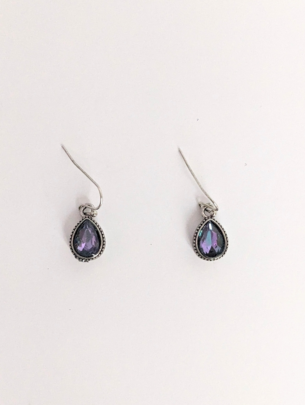 Iridescent Silver Teardrop Earrings